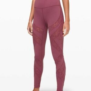 RARE Lululemon Wunder Under High-Rise flocked leggings plum full